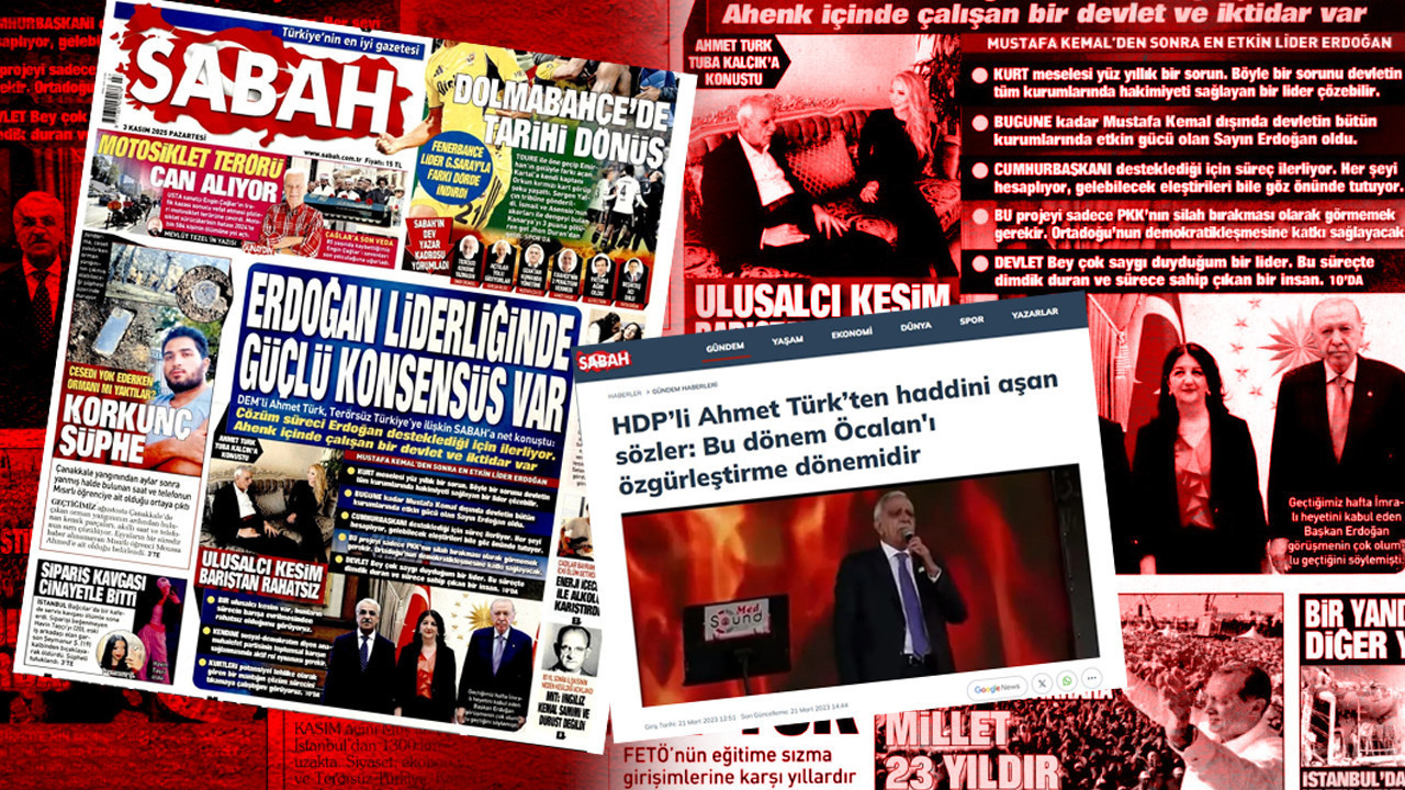 Nereden nereye: Ahmet Türk Sabah'ın manşetinde