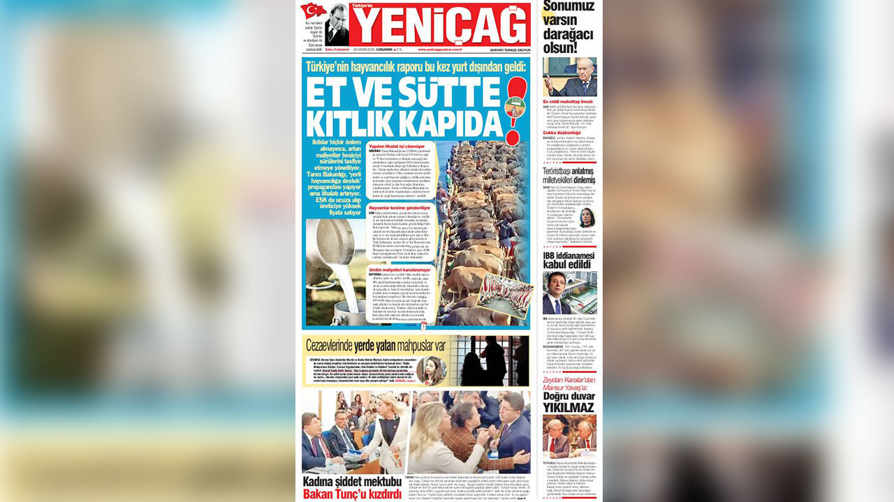 Yeniçağ Gazetesi: Et ve sütte kıtlık kapıda!