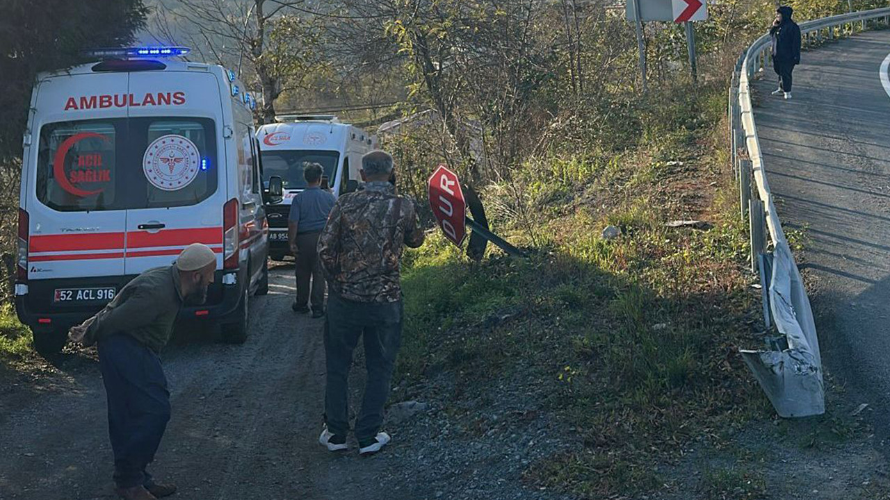 Otomobil fındık bahçesine uçtu! Anne ve 14 yaşındaki kızı yaralandı