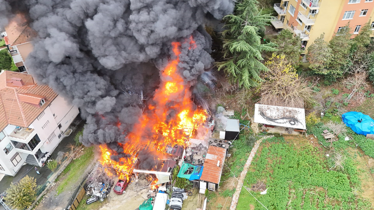 Ruhsatsız tamir atölyesi alev topuna döndü
