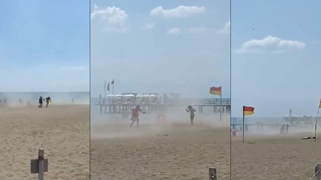 Sahilde hortum çıktı, tatilciler neye uğradığını şaşırdı