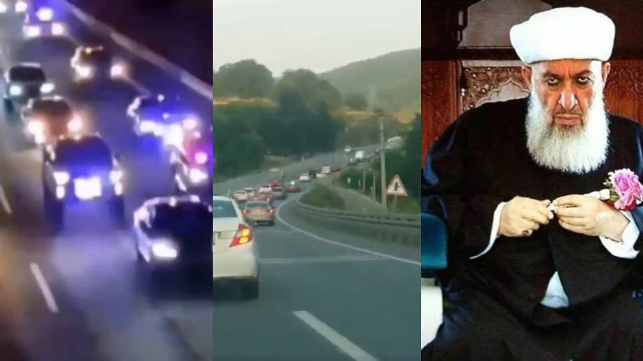 Menzil şeyhinin cenazesi çakarlı ve tepe lambalı araçlarla götürüldü