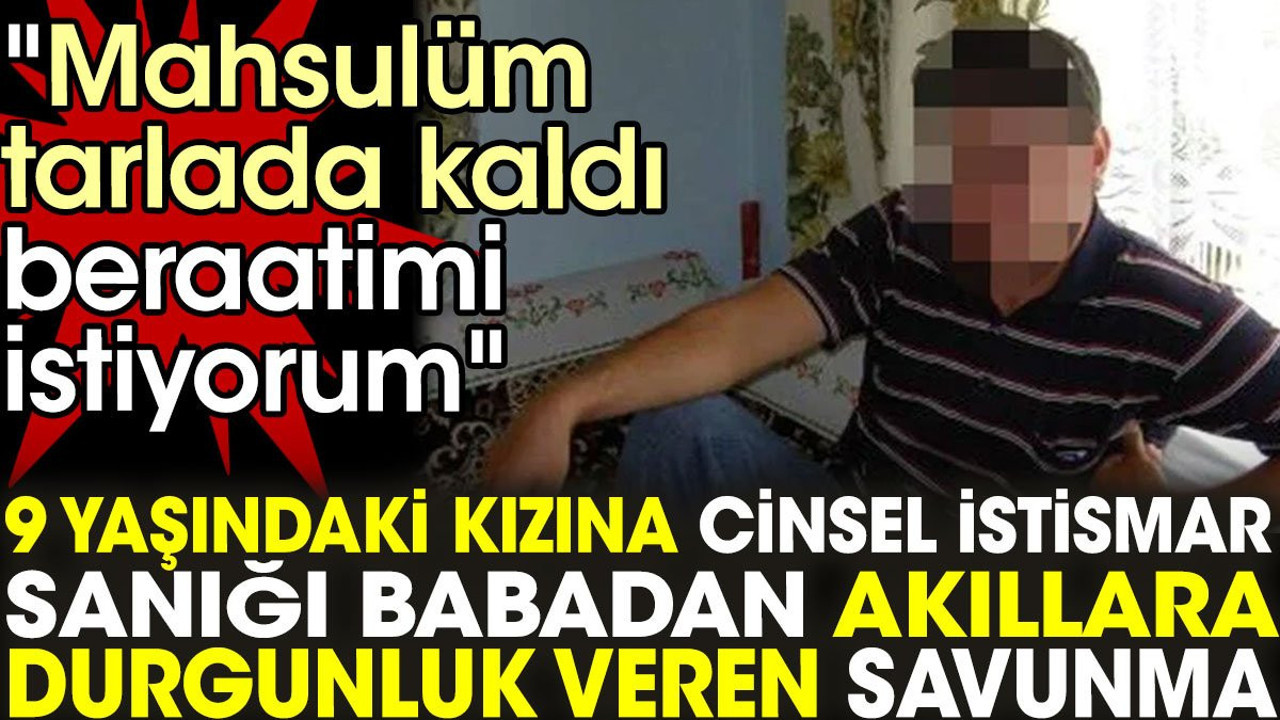 9 yaşındaki kızına cinsel istismar sanığı babadan akıllara durgunluk veren savunma: Mahsulüm tarlada kaldı