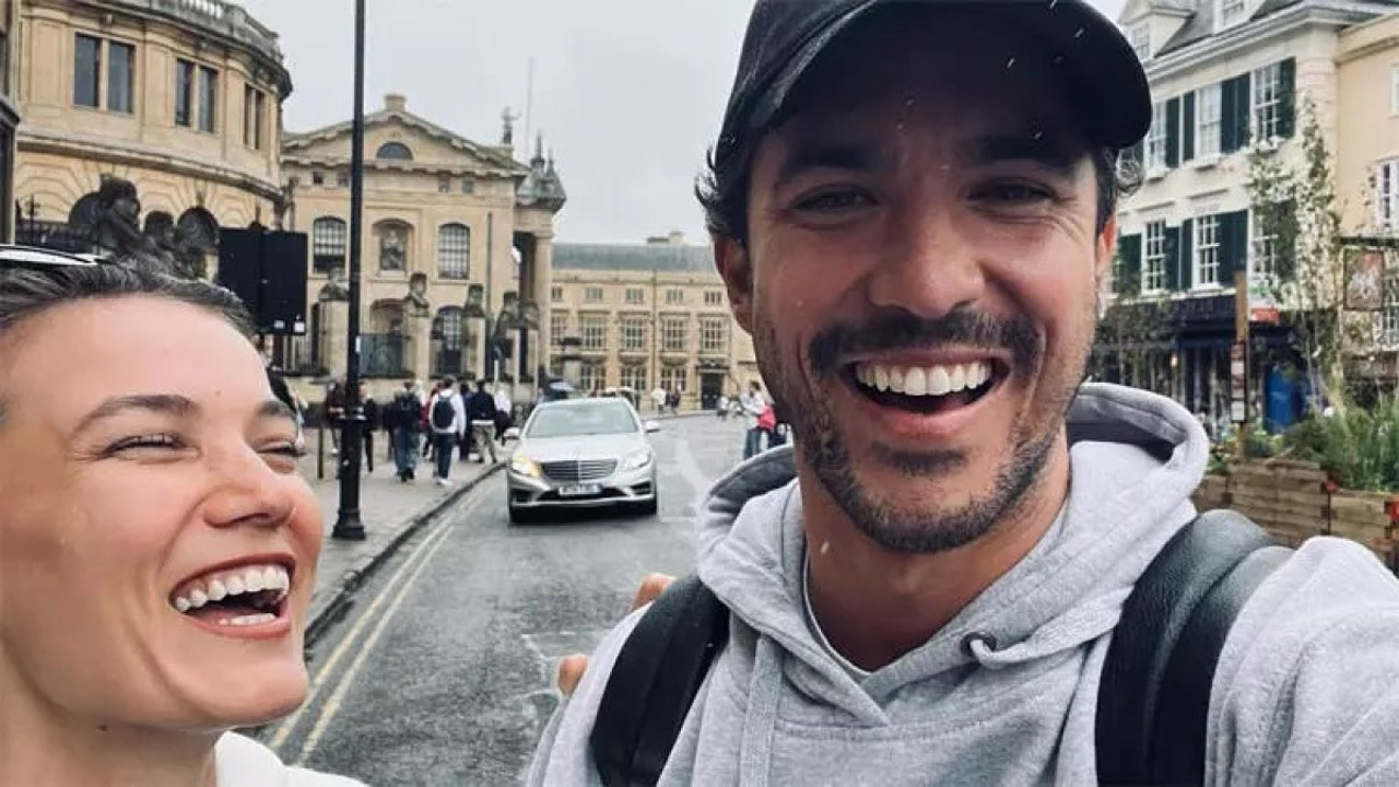 Pınar Deniz ile Kaan Yıldırım sırılsıklam oldu. Londra'dan paylaştılar