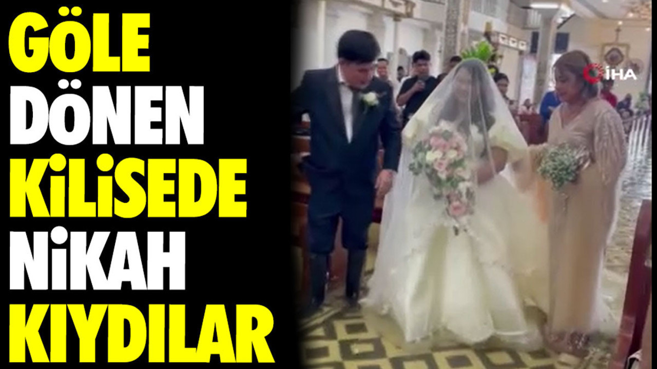 Göle dönen kilisede nikah kıydılar