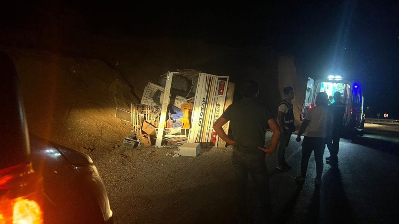 Sincik'te kontrolden çıkan kamyonet devrildi: 2 yaralı