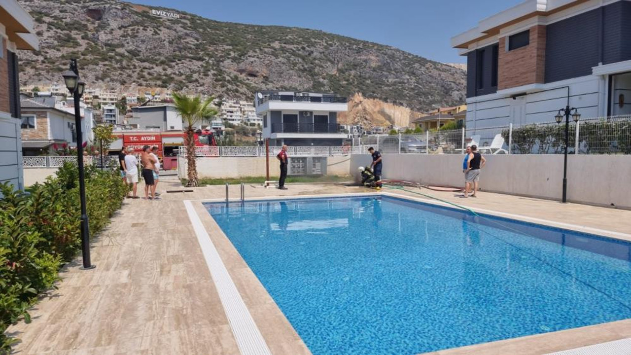 Havuzda yangın çıktı. Yangın site sakinlerini korkuttu