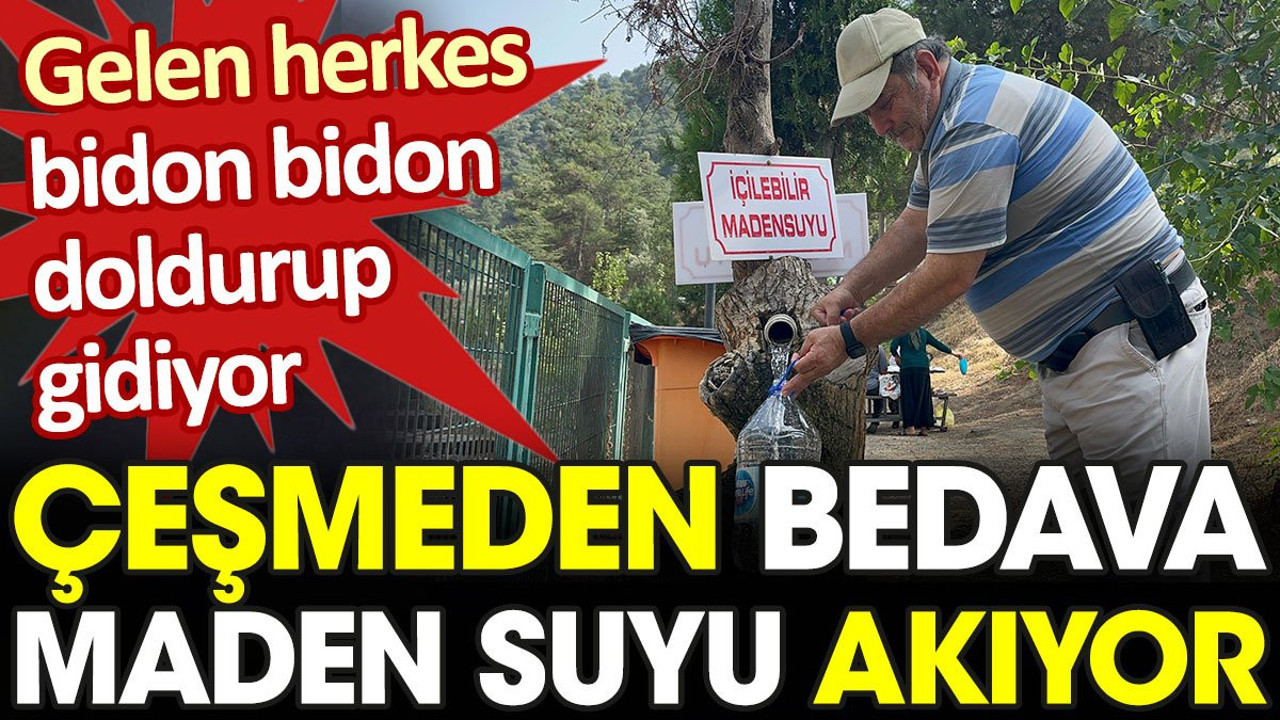 Çeşmeden bedava maden suyu akıyor. Gelen bidon bidon doldurup gidiyor