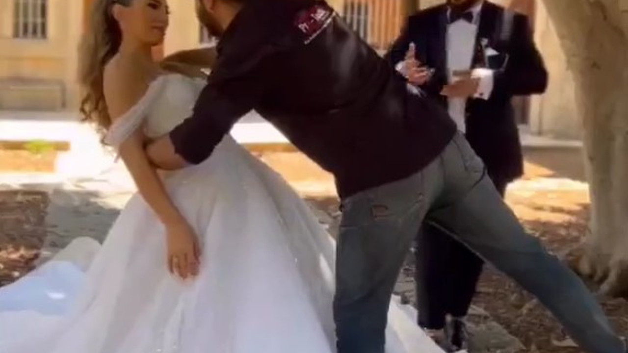 Düğün fotoğrafçısı gelinle teması abarttı. Damat çileden çıktı