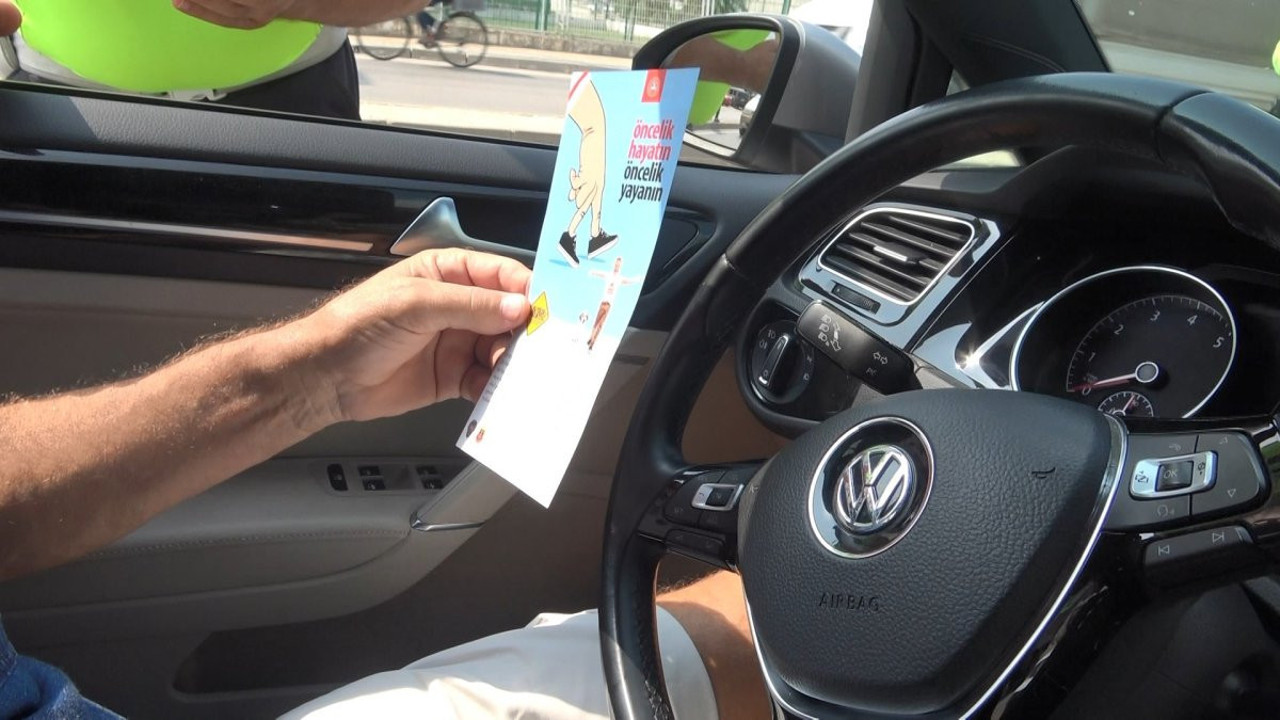 Trafikte yayalara yol vermeyen sürücülere dron takipli ceza