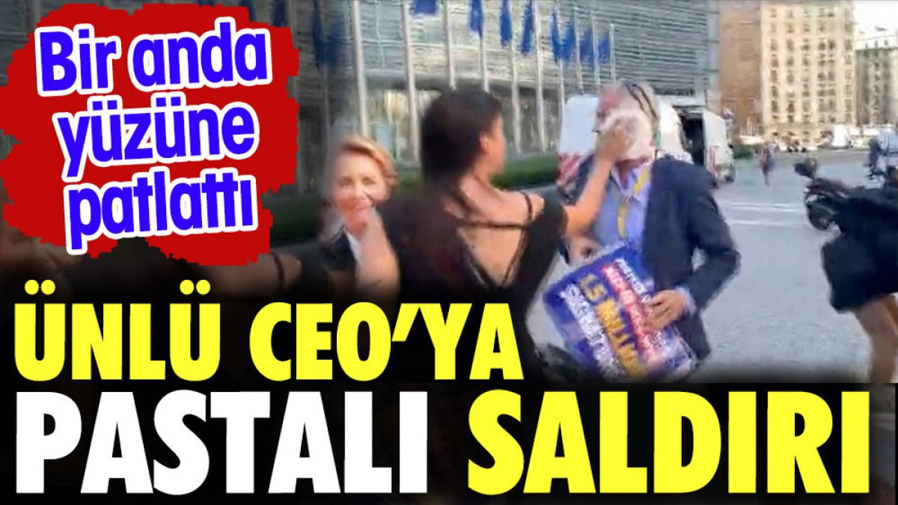 Ünlü CEO'ya pastalı saldırı. Bir anda yüzüne patlattı