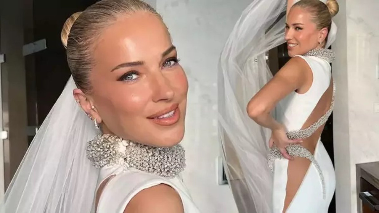 Burcu Esmersoy’un dekolteli gelinliği olay oldu. İtalya'dan sonra bir düğün de İstanbul'da yaptı