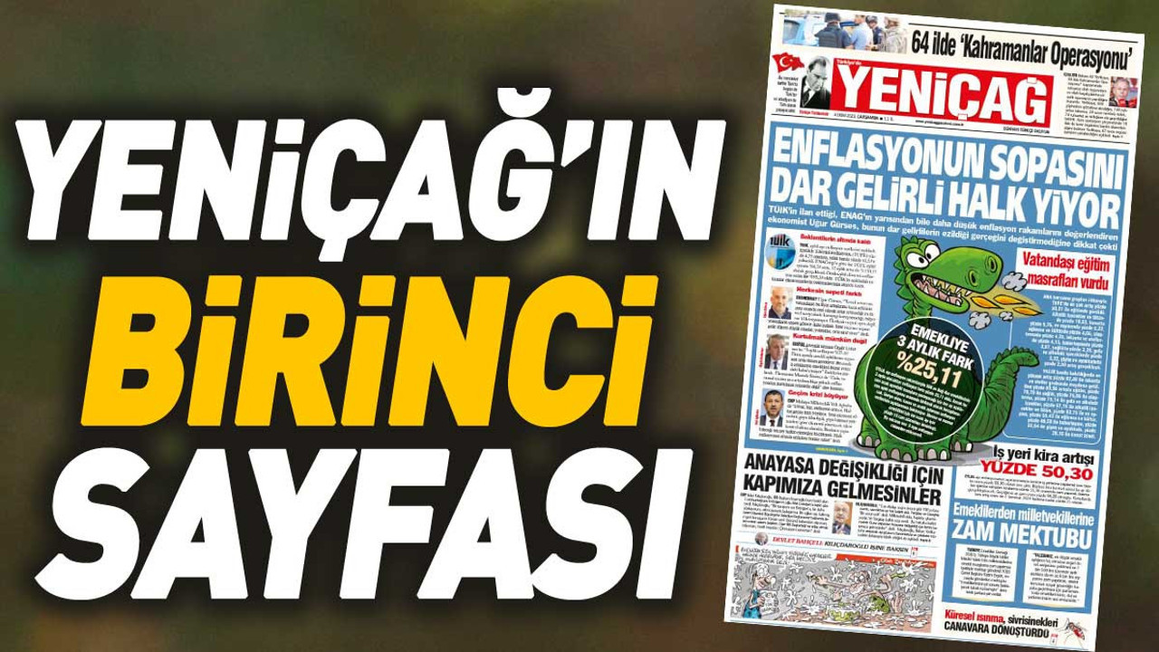 Yeniçağ Gazetesi'nin 1. sayfası (04 Ekim 2023)