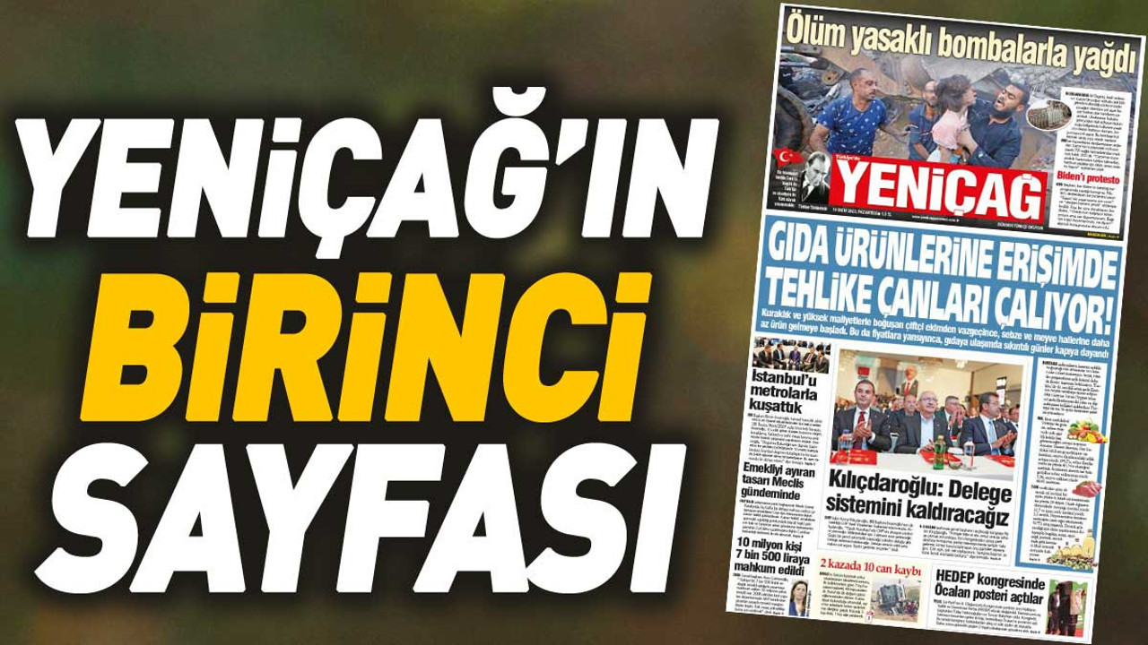 Yeniçağ Gazetesi'nin 1. sayfası (16 Ekim 2023)