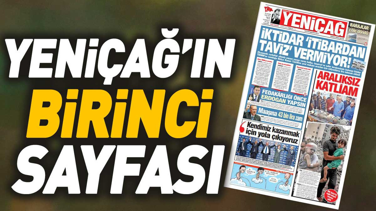 Yeniçağ Gazetesi'nin 1. sayfası (20 Ekim 2023)