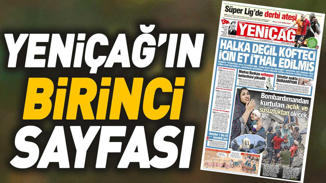 Yeniçağ Gazetesi'nin 1. sayfası (21 Ekim 2023)