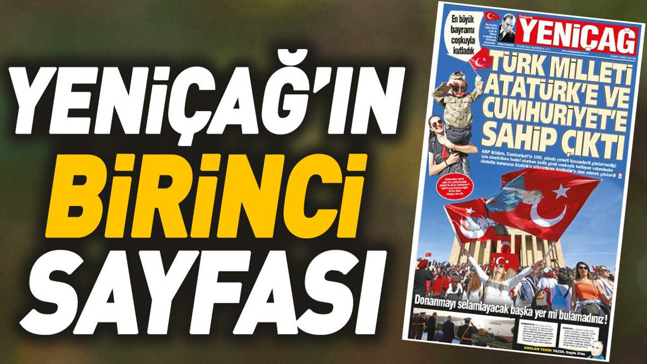 Yeniçağ Gazetesi'nin 1. sayfası (30 Ekim 2023)