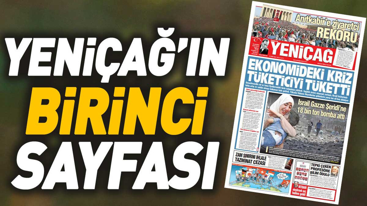 Yeniçağ Gazetesi'nin 1. sayfası (31 Ekim 2023)