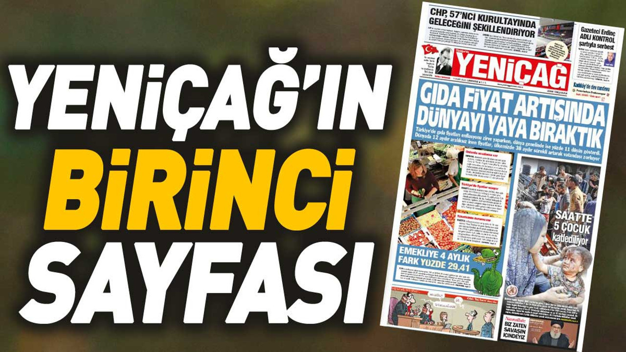 Yeniçağ Gazetesi'nin 1. sayfası (04 Kasım 2023)