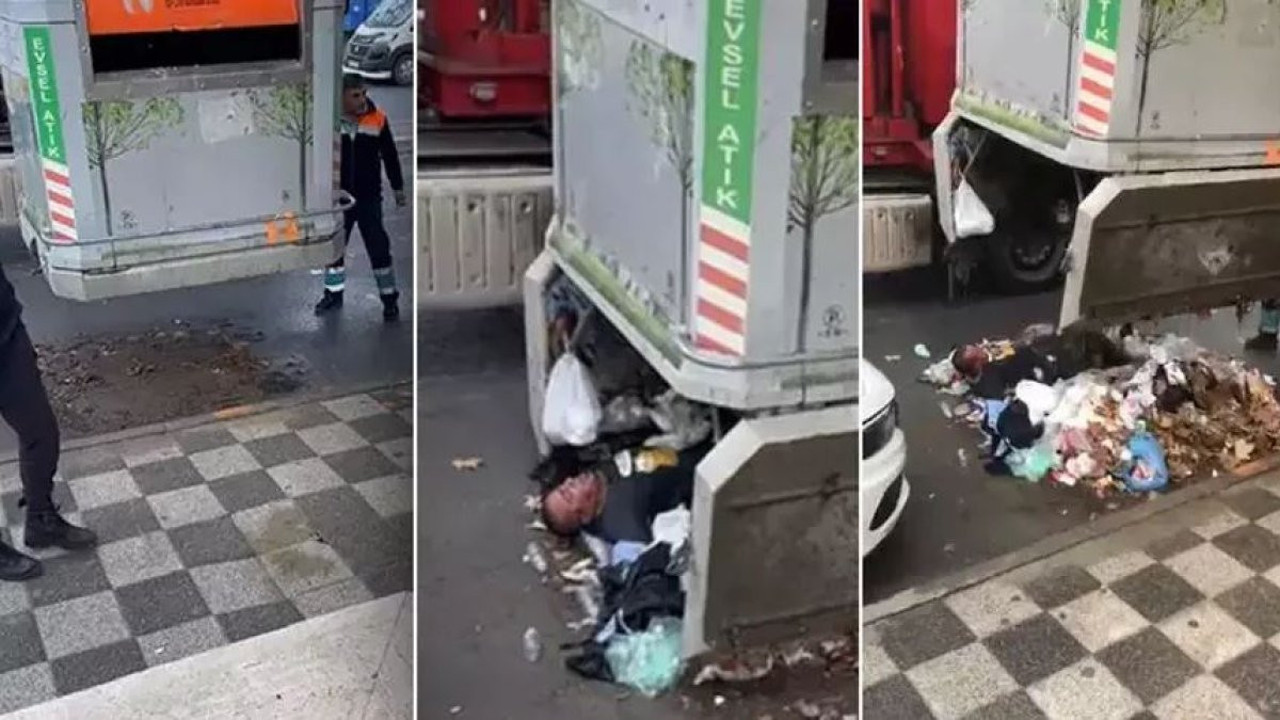 Çöp konteynerine giren kişi 2 gün sonra vinçle çıkarıldı