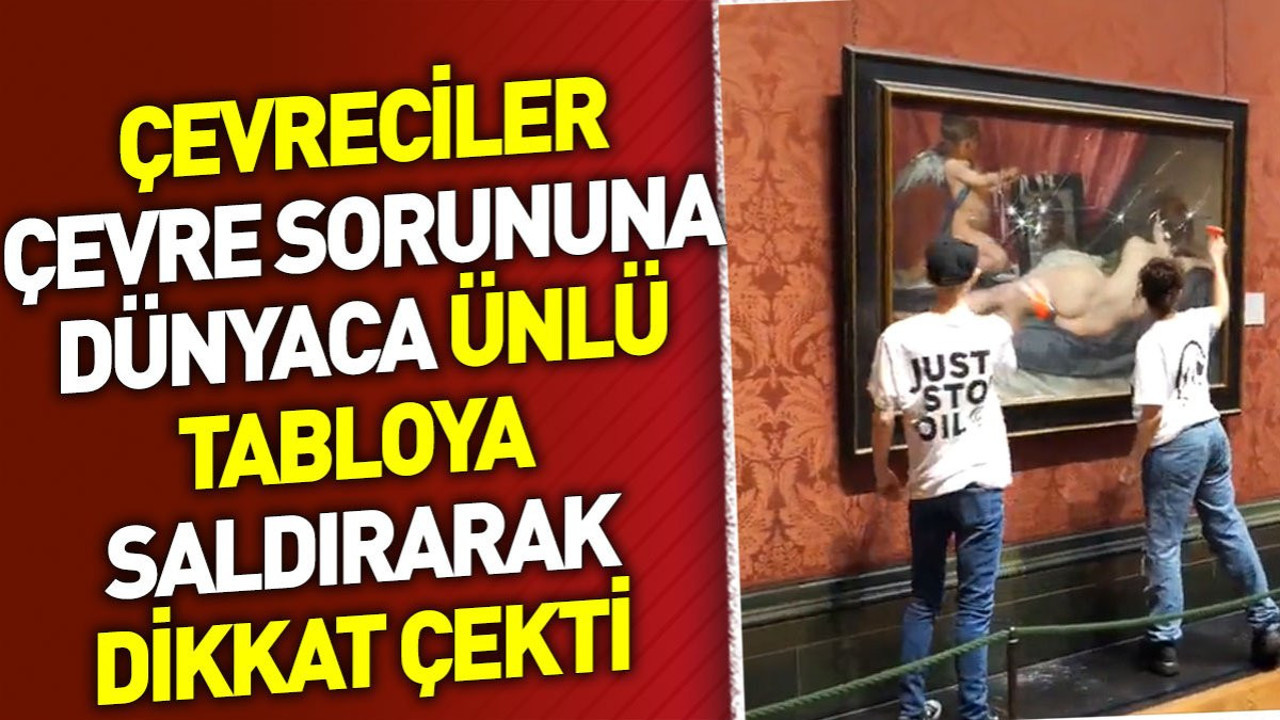 Çevreciler çevre sorununa dünyaca ünlü tabloya saldırarak dikkat çekti