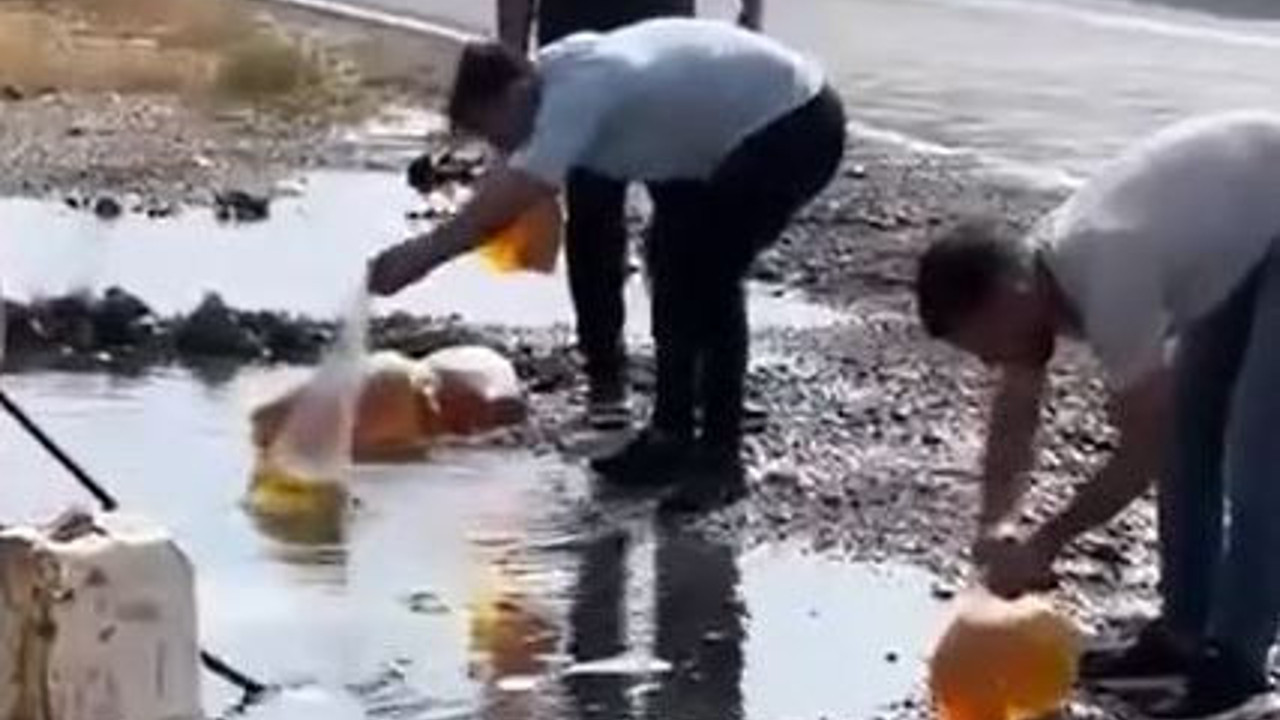 Şırnak'ta bedava akaryakıt izdihamı. Tasını kapan poşet poşet bidon bidon taşıdı