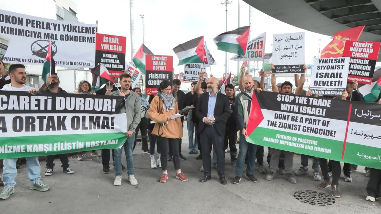 Ambarlı Limanı'nda İsrail protestosu