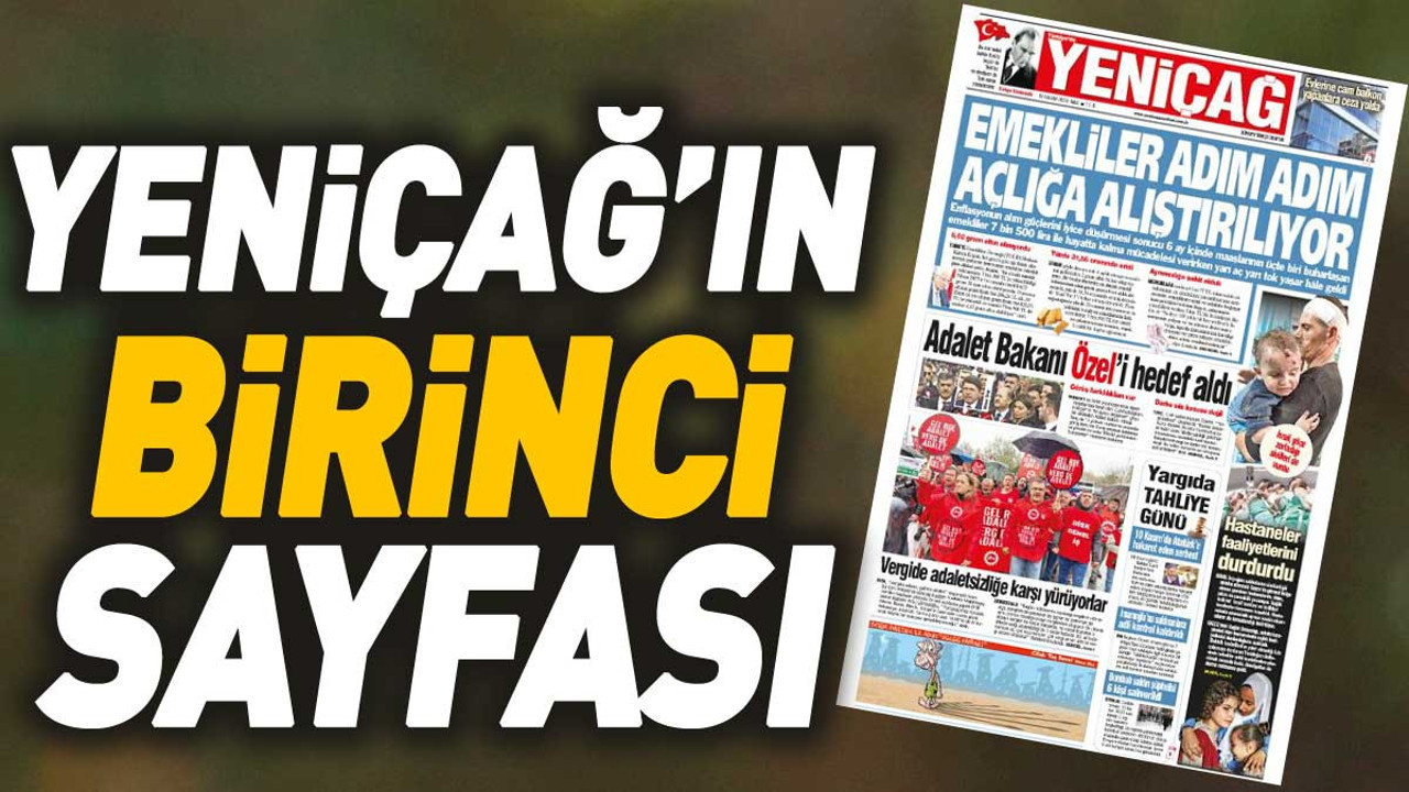 Yeniçağ Gazetesi'nin 1. sayfası (14 Kasım 2023)