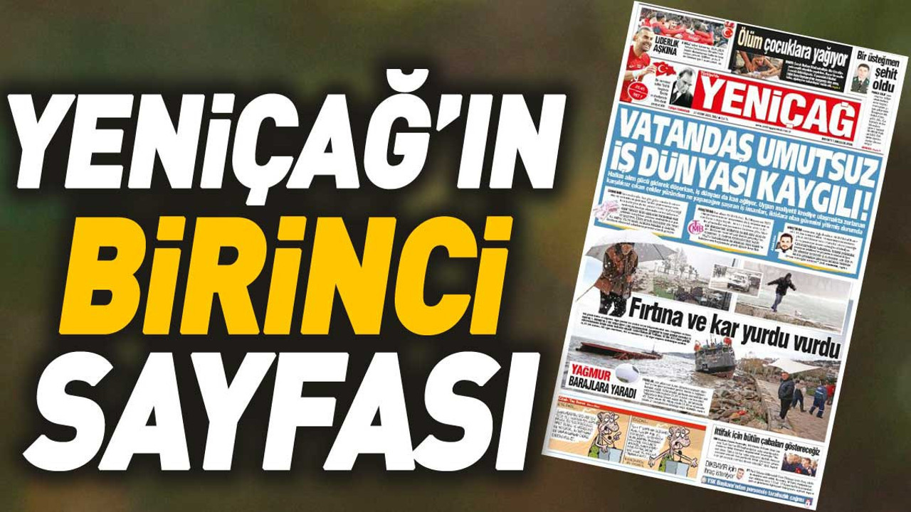 Yeniçağ Gazetesi'nin 1. sayfası (21 Kasım 2023)