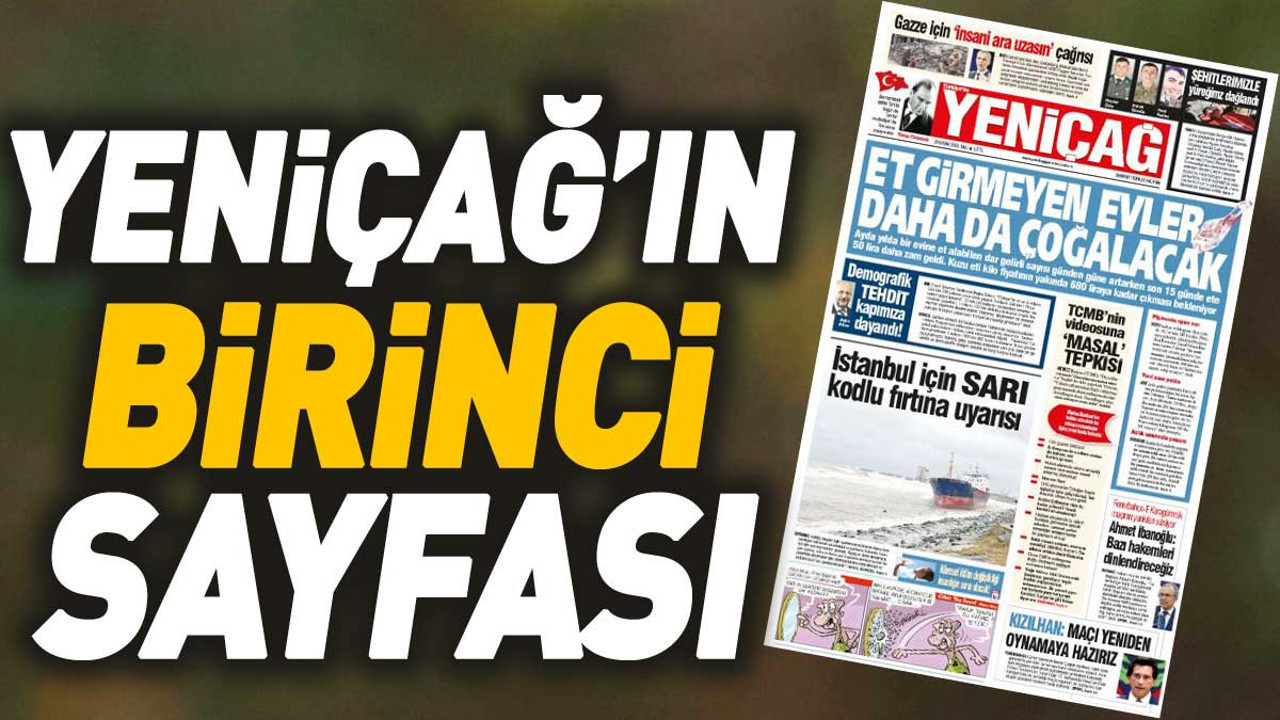Yeniçağ Gazetesi'nin 1. sayfası (28 Kasım 2023)