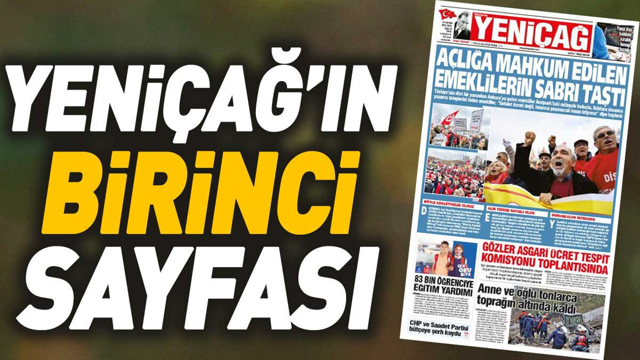 Yeniçağ Gazetesi'nin birinci sayfası (11 Aralık 2023)