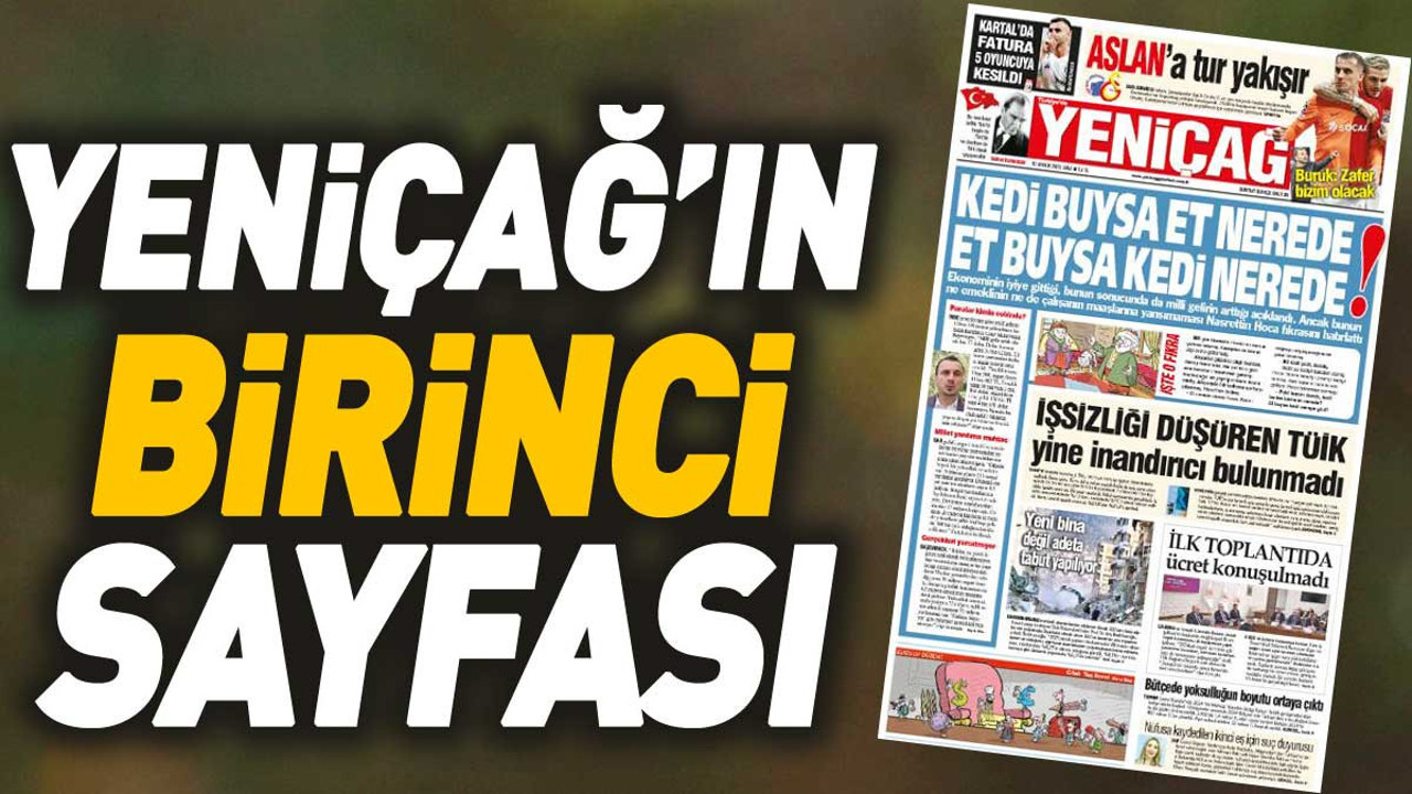 Yeniçağ Gazetesi'nin 1. sayfası (12 Aralık 2023)