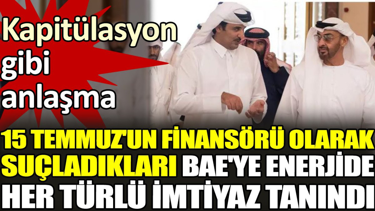 15 Temmuzun finansörü olarak suçladıkları BAE'ye enerjide her türlü imtiyaz tanındı. Kapitülasyon gibi anlaşma