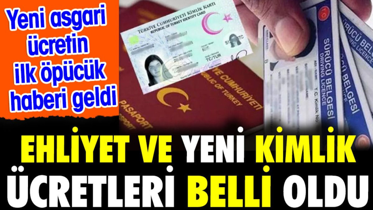 Yeni asgari ücretin ilk öpücük haberi geldi. Ehliyet ve yeni kimlik ücretleri belli oldu