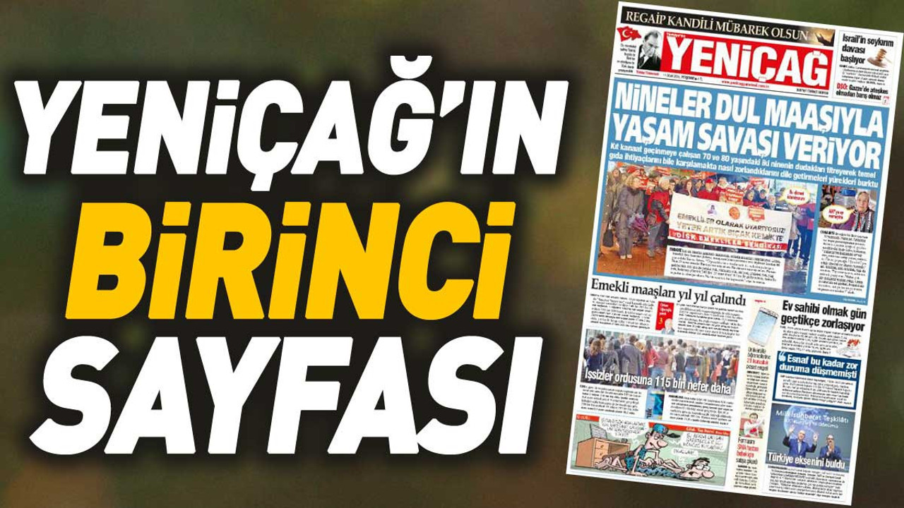 Yeniçağ Gazetesi'nin 1. sayfası (11 Ocak 2024)
