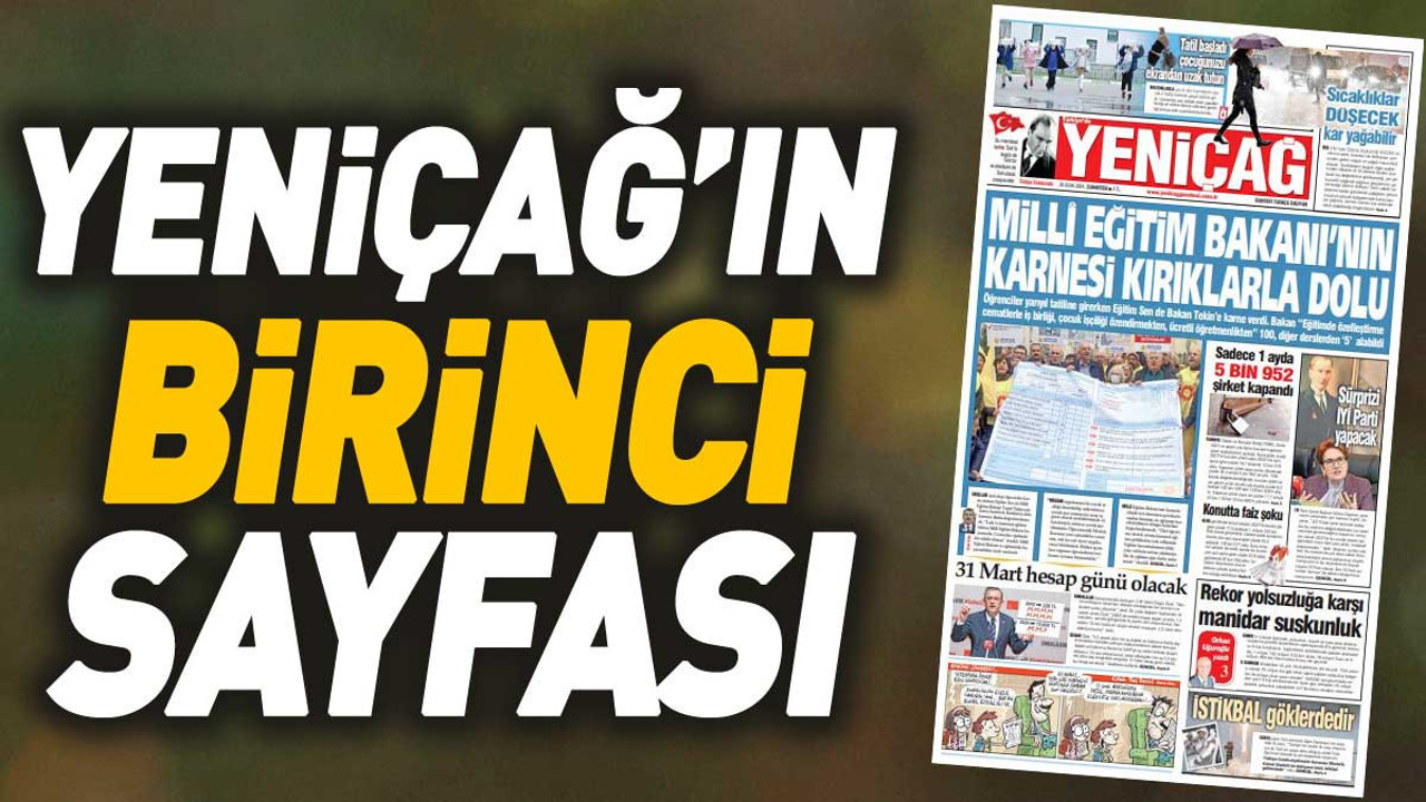 Yeniçağ Gazetesi'nin 1. sayfası (20 Ocak 2024)