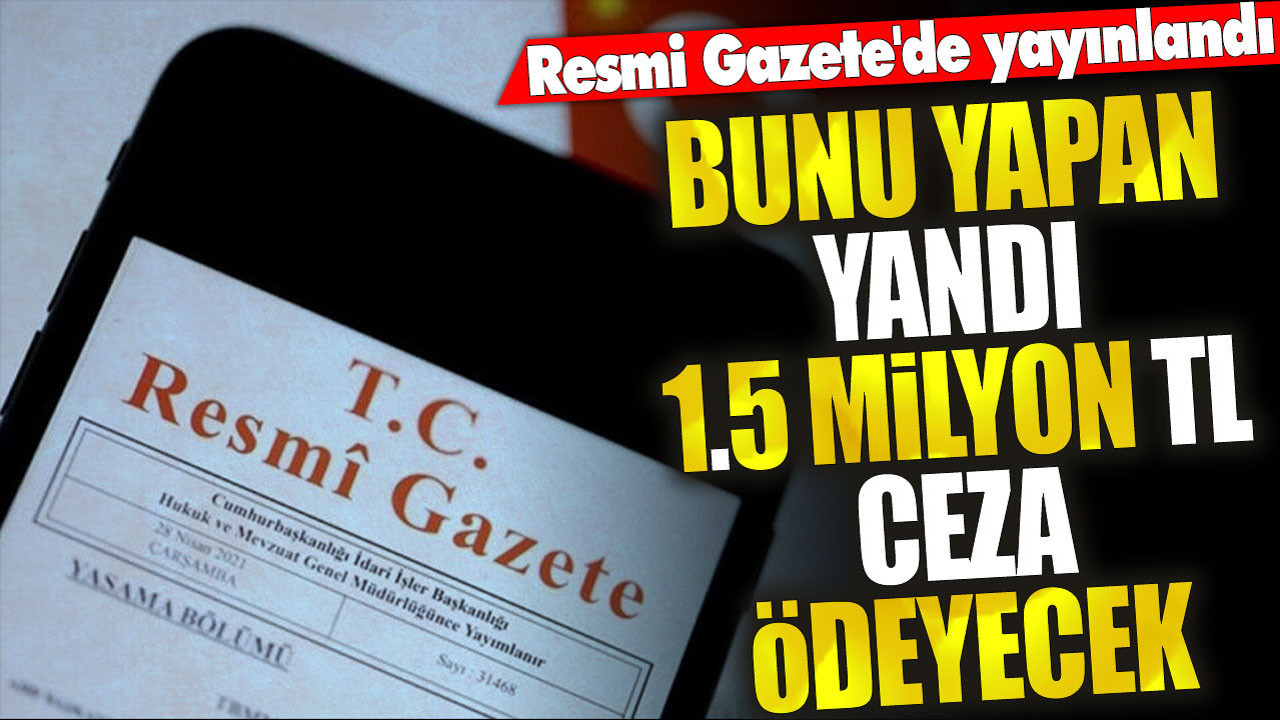 Bunu yapan yandı 1.5 milyon TL ceza ödeyecek. Resmi Gazete'de yayınlandı