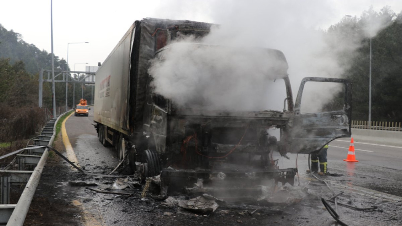 Seyir halindeki tır alevlere teslim oldu (30 Ocak 2024)