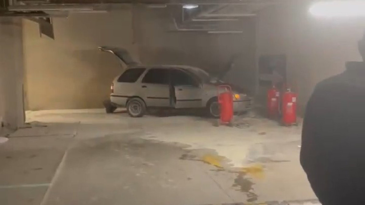 LPG'li otomobil otoparkta alev aldı
