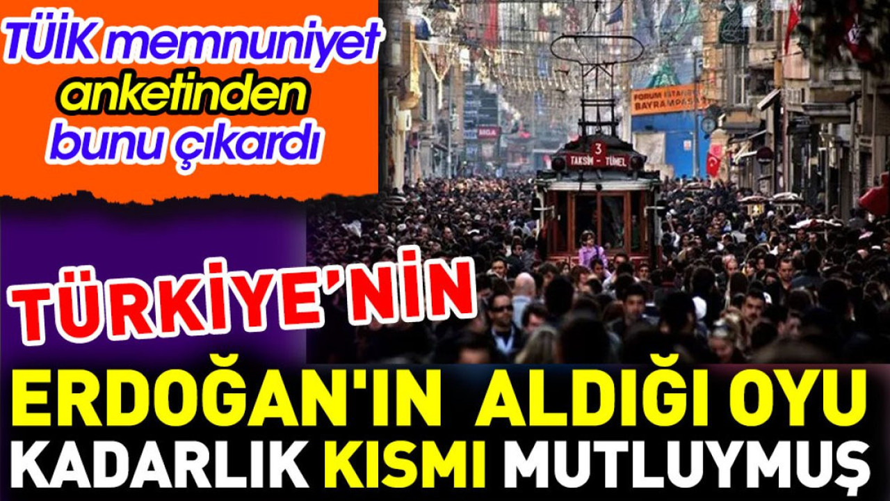 Türkiye'nin Erdoğan'ın aldığı oyu kadarlık kısmı mutluymuş. TÜİK memnuniyet anketinden bunu çıkardı
