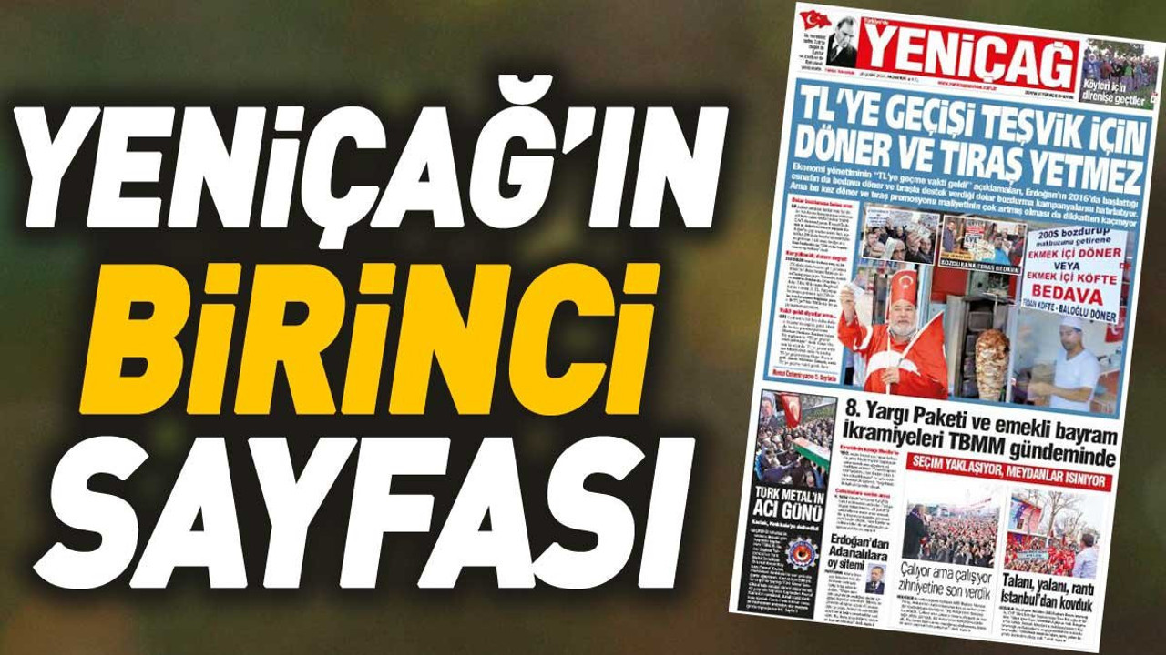 Yeniçağ Gazetesi'nin 1. sayfası (26 Şubat 2024)