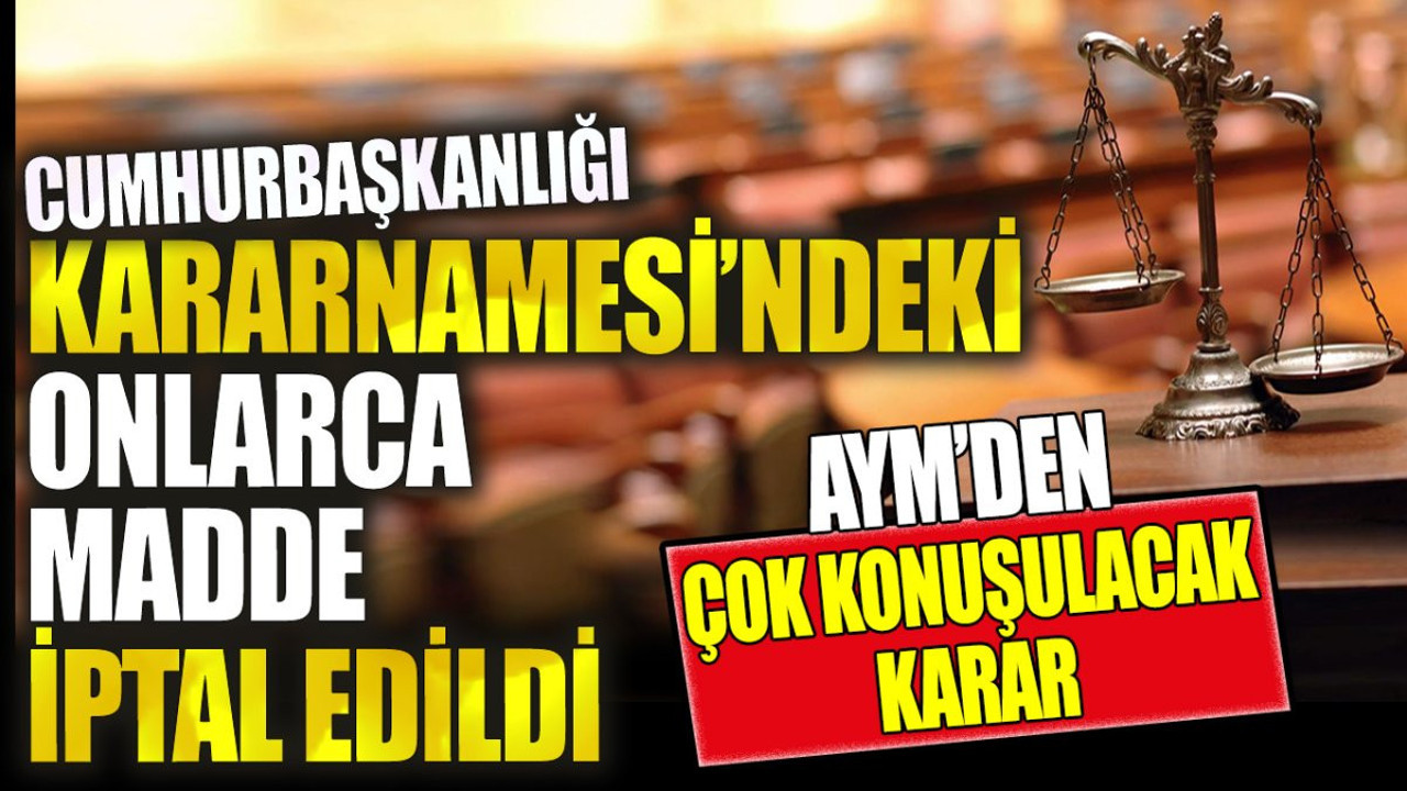 Cumhurbaşkanlığı Kararnamesi'ndeki onlarca madde iptal edildi. AYM'den çok konuşulacak karar