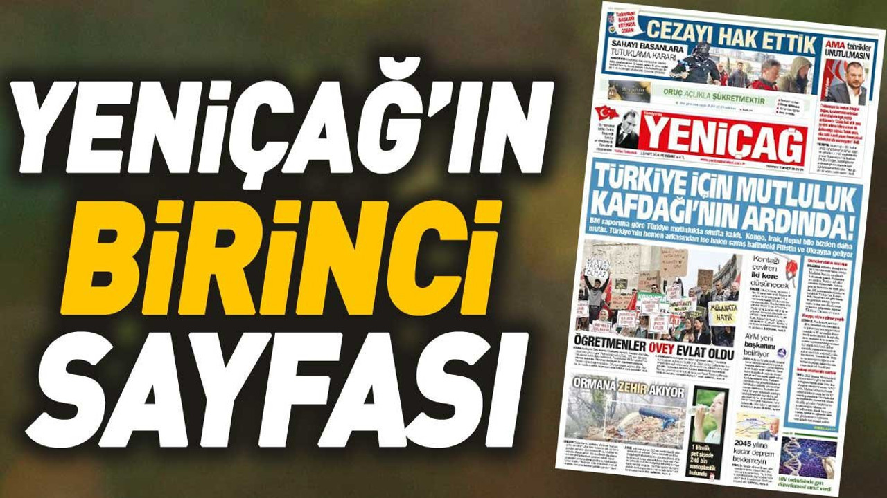 Yeniçağ Gazetesi'nin 1. sayfası (21 Mart 2024)