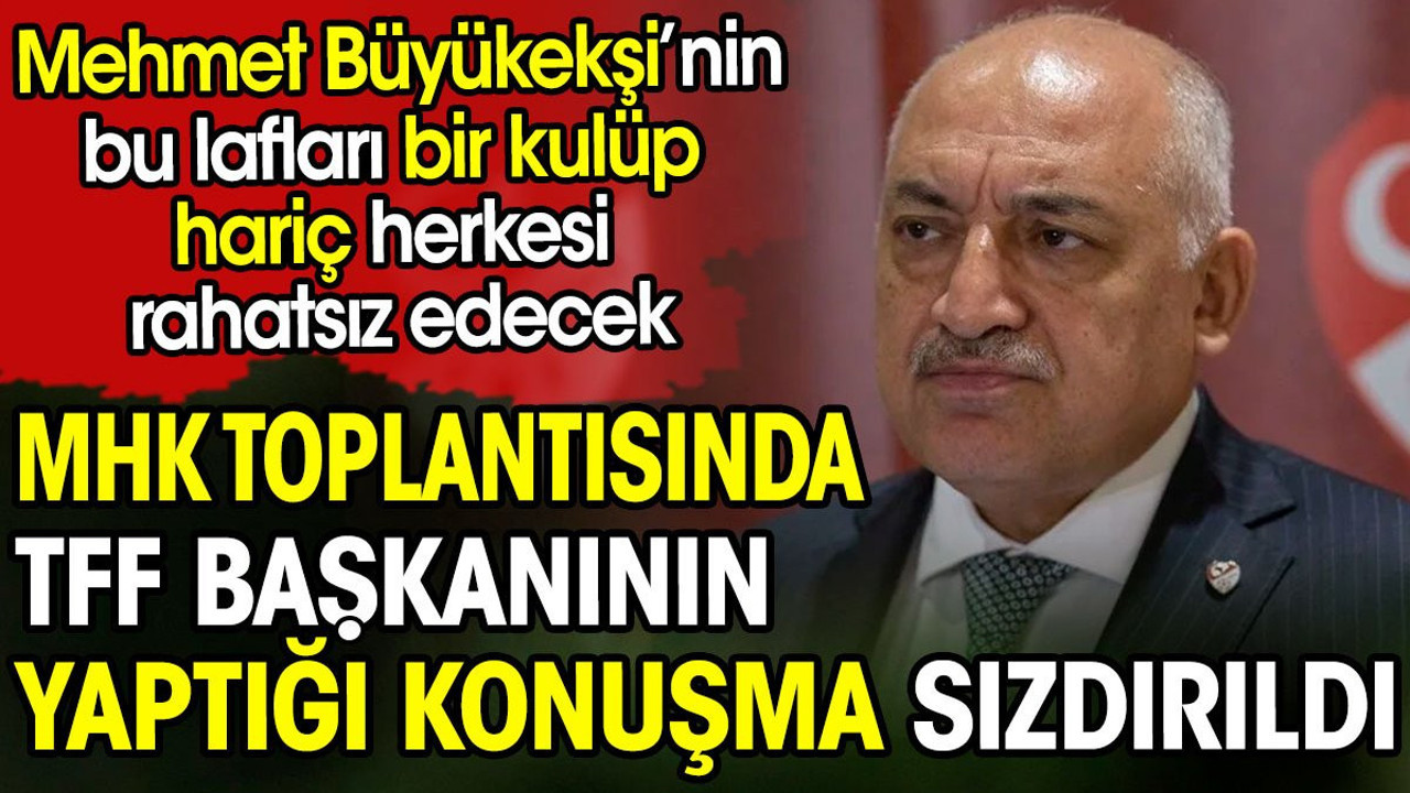 MHK toplantısında TFF başkanının yaptığı konuşma sızdırıldı. Mehmet Büyükekşi'nin bu lafları bir kulüp hariç herkesi rahatsız edecek