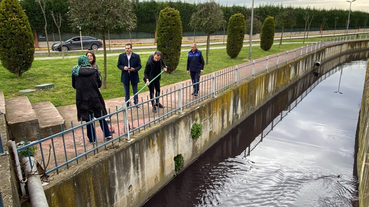 Eskiden balık tutulan dere fabrika pisliğinden simsiyah akıyor