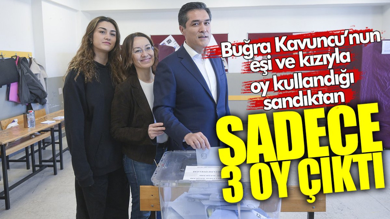 Buğra Kavuncu’nun eşi ve kızıyla oy kullandığı sandıktan sadece 3 oy çıktı