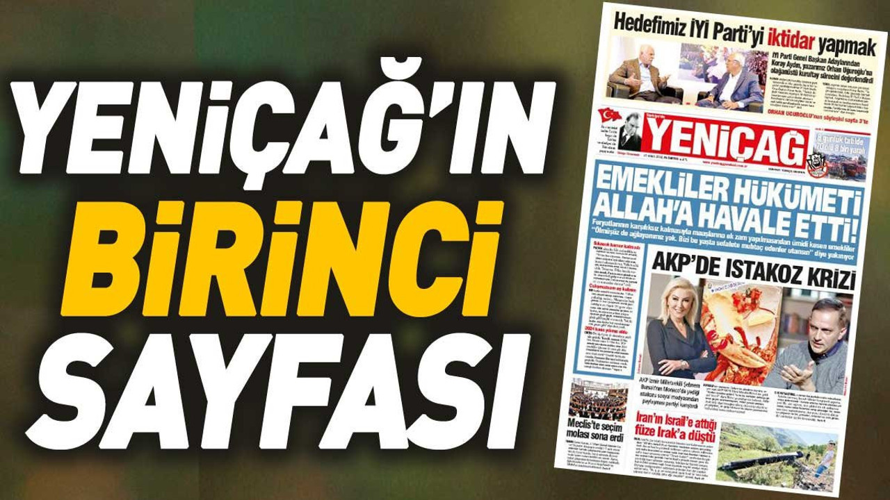 Yeniçağ Gazetesi'nin 1. sayfası (15 Nisan 2024)