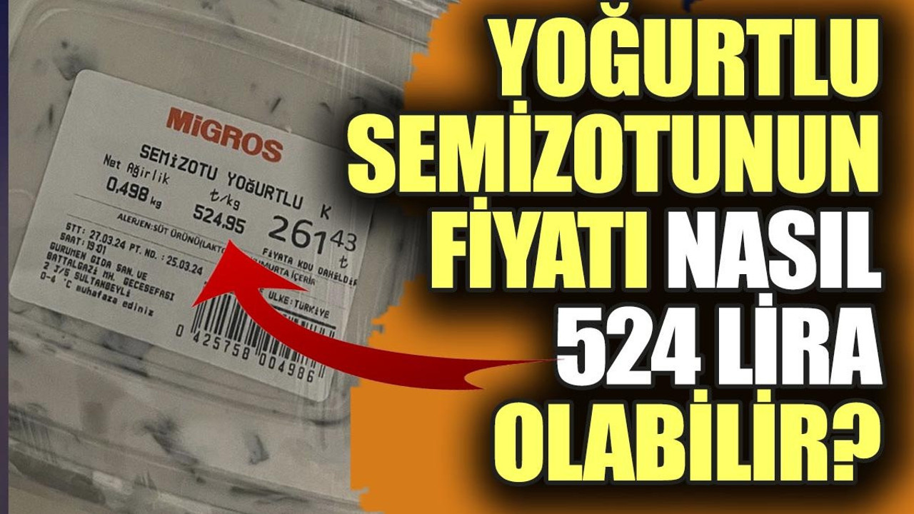 Yoğurtlu semizotunun fiyatı nasıl 524 lira olabilir?