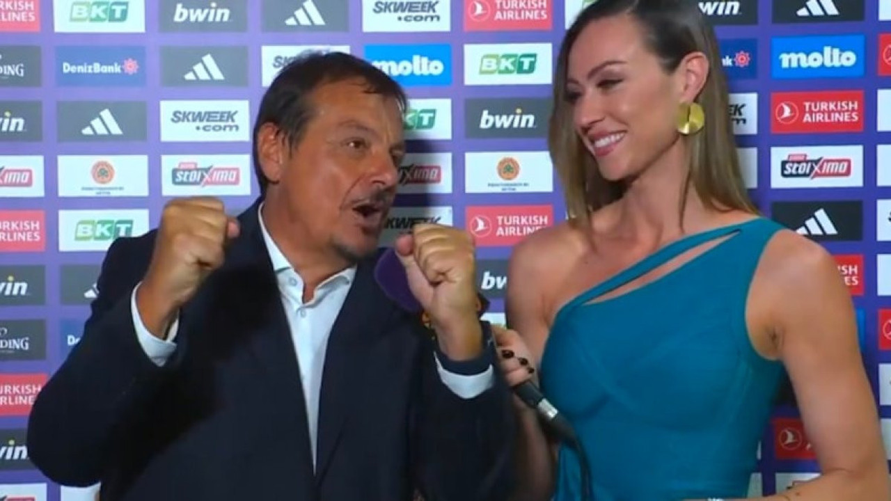 Ergin Ataman yumruk salladı güzel spiker de şaşırdı