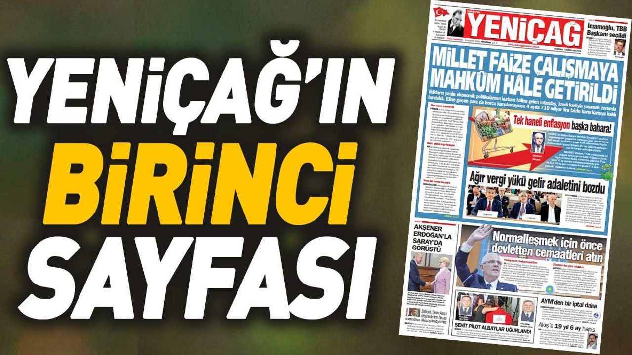 Yeniçağ Gazetesi'nin 1. sayfası (06 Haziran 2024)
